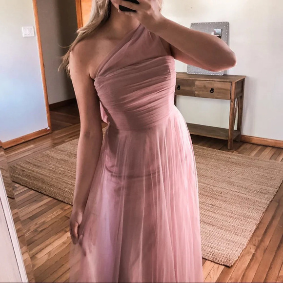 Jenny Yoo Collection Chiffon One Shoulder Adjustable Tie Back Bridesmaid Dress 8 - Picture 1 of 13